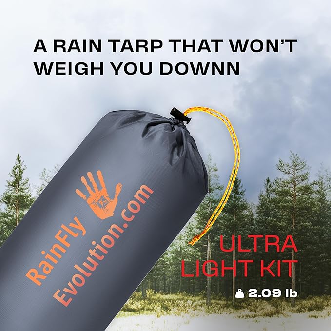 Rain Fly12x10 Lightweight Survival Camping Tarp; 100% Waterproof; Makes a Great Backpacking Tarp or Hammock Shelter; Comes in Multiple Colors, Survival Bracelet Included; Grey