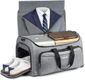 Hanke Carry on Garment Bags for Travel,Convertible Duffle Bag Luggage Bag Weekend Bag with Shoe Compartment,2 in 1 Hanging Suitcase Suit Bag for Men Women,Light Grey