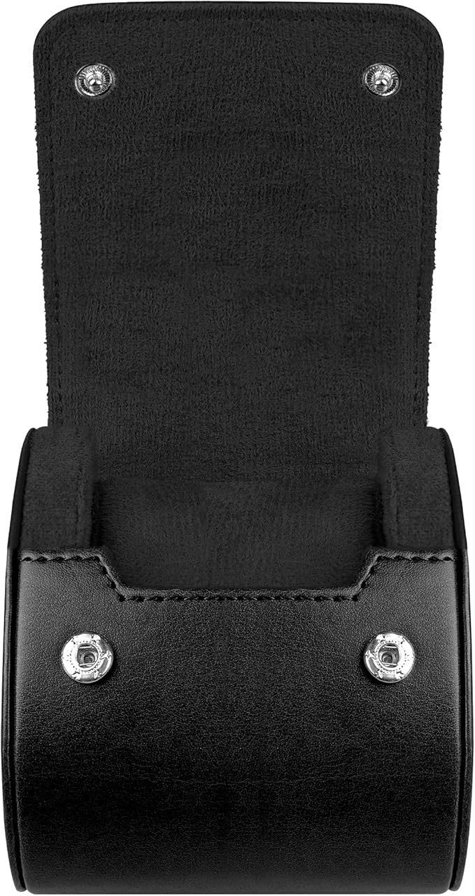 BARTON WATCH BANDS, Watch Roll - Black Recycled Leather Watch Travel Case & Watch Band Storage - 1 Watch Case