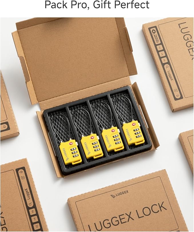 LUGGEX TSA Locks for Luggage, Suitcase Locks TSA Approved, Luggage Locks, Ease of Use & Durable(Black,6 Pack)