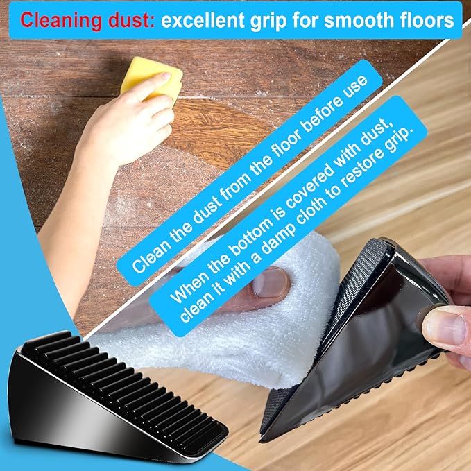 Heavy Duty Tall Door Stop Wedge - Large Door Stopper, Door Stoppers for Bottom of Door, Tall up to 2.6 in, Zinc Alloy and Silicone Made Suits Any Heavy Door Any Smooth Floor