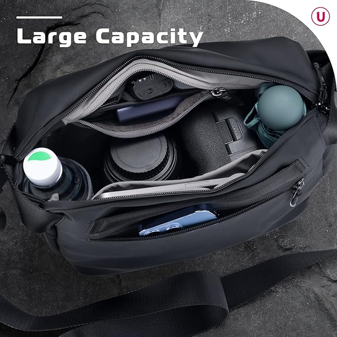 ULANZI Versatile Camera Shoulder Bag Photography Travel Messenger Portable Travel Bag Accessories Stylish Crossbody DSLR Sling Bag Compatible with Sony Canon etc -BLACK