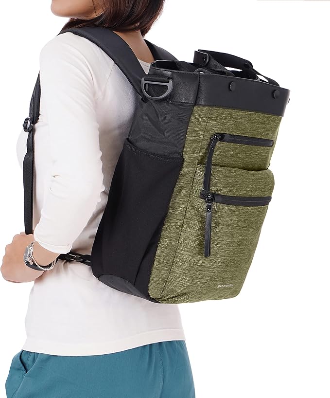 Sherpani Soleil, Anti Theft Convertible Backpack, 3 in 1 Tote Bag, Crossbody Bag, Cross Body Purse, 18L Travel Backpack, Travel Gifts for Women, RFID Protection, Fits 13” Laptop (Loden Lite)