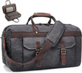 Duffle Bag for Men Waterproof Genuine Leather Canvas Travel Duffel Bags for Women Overnight Weekender Bag for Traveling
