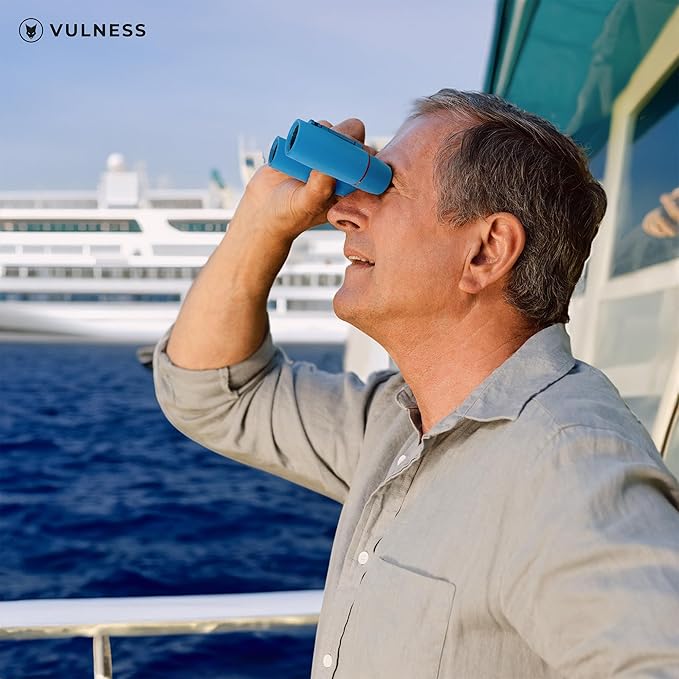 Small Binoculars for Adults and Kids | Cruise Ship Essentials Camping Bird Watching Travel Hiking Accessories Alaska Costa Rica Must Haves Packing List High Powered Mini Compact VULNESS (Blue, 8X21)