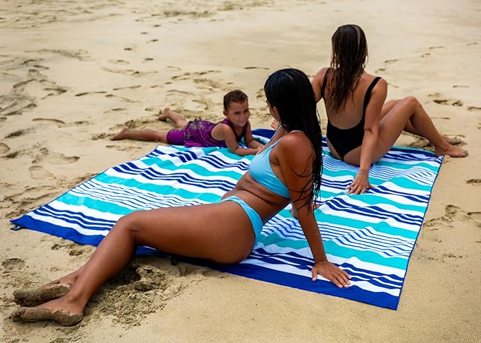 Quick Dry Towel Extra Extra Large 72x72 Inch - Microfiber Beach Towel - Perfect for Beach, Travel, Swimming, Pool, Yoga, Hiking, Camping - Lightweight, Fast Drying, Compact for Adults (Wow Ocean)