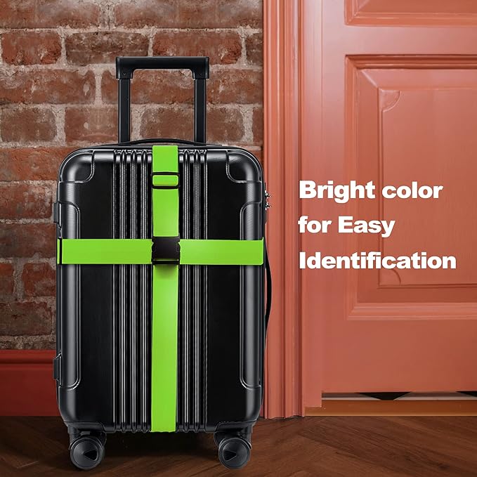 Luggage Straps for Suitcases TSA Approved Travel Belt 4 Pack by Chelmon (Green)