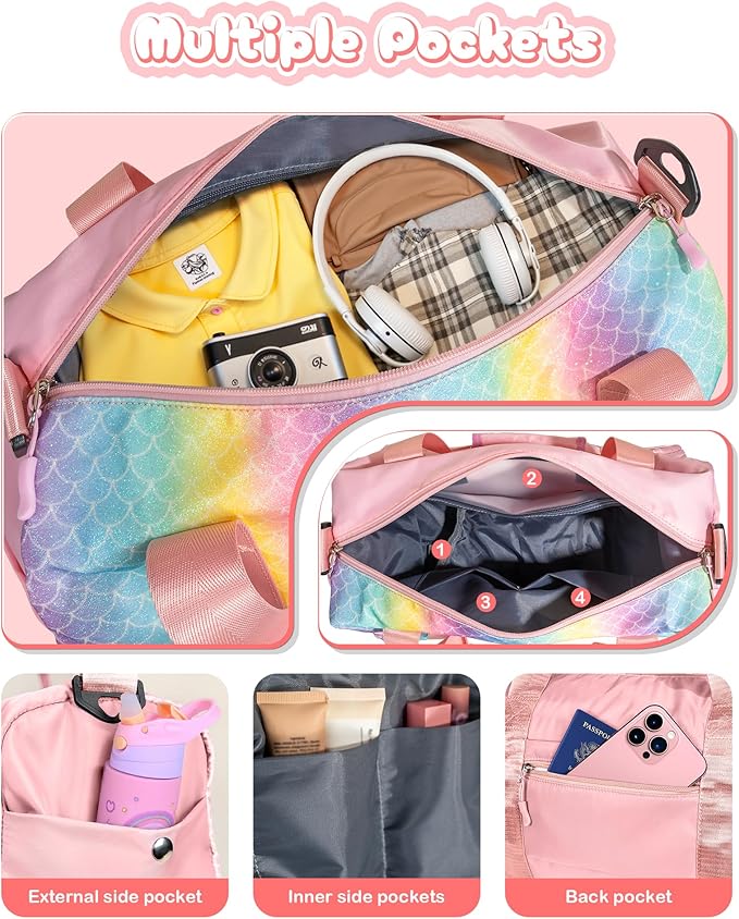 Birthday Gift for Granddaughter-Girl Gym Bag with Shoe Compartment, Kid Personalized Weekender Overnight Bags, Initial Travel Tote with Makeup Pouch, Christmas Gifts for Girls (Letter Z)