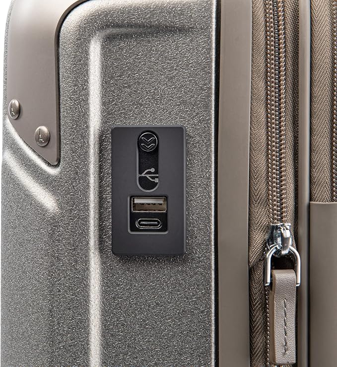 Travelpro Platinum Elite Hardside Expandable Carry on Luggage, 8 Wheel Spinner, TSA Lock, Hard Shell Polycarbonate Suitcase, Metallic Sand, Carry on 21-Inch