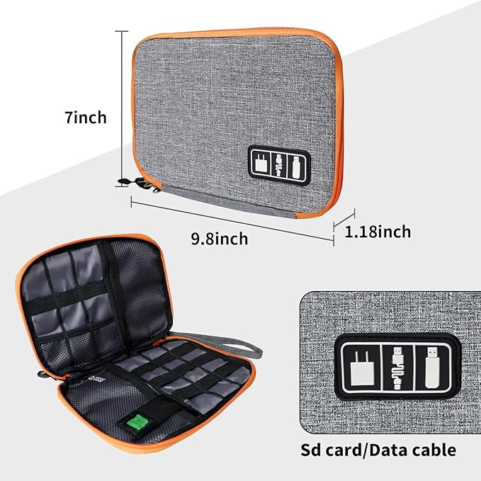 Electronics Travel Organizer,Portable Waterproof Electronic Travel Storage Bag for Small Charging Cord Storage,Charger,SD Card etc,for Travel,Business-Blue Black