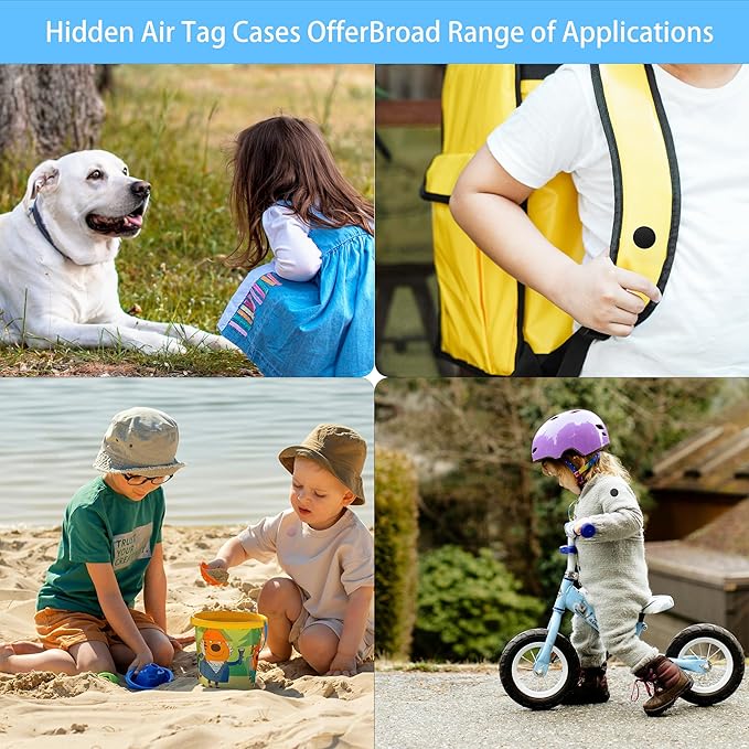 Waterproof AirTag Holder for Kids[Discreet] - 2-Pack Mini Silicone Air Tag Cover with Invisible Pin,GPS Tracker Case for Children, Elderly, Clothes, Backpack, Luggage (Dark Blue,Pink)