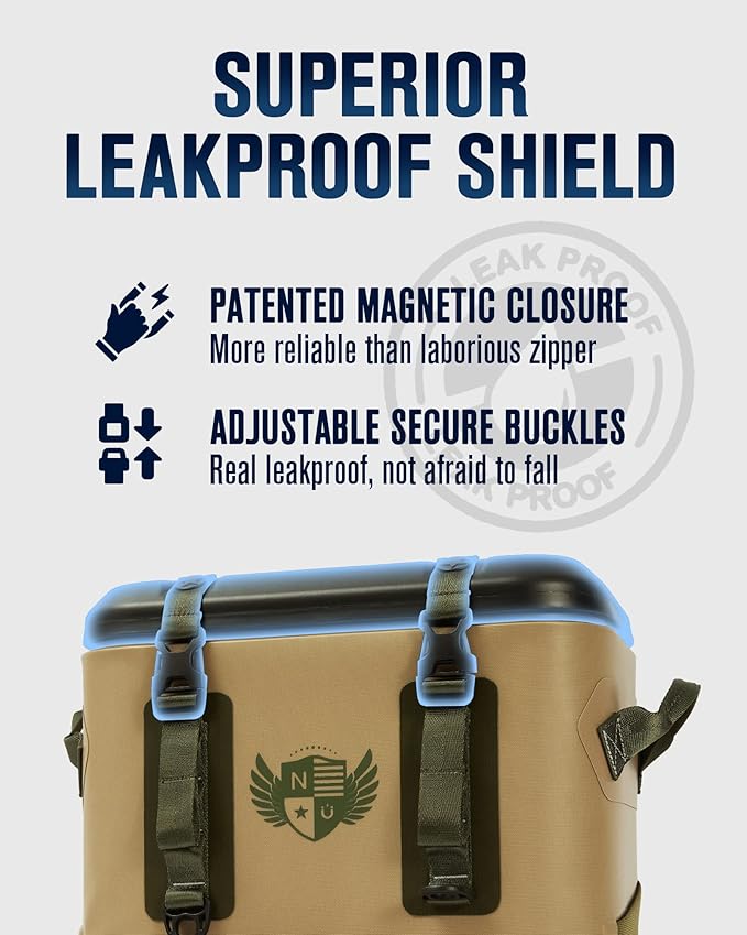 Magnetic Soft Cooler, Zipperless Soft Sided Cooler Bag for Men & Women, Insulated Backpack Coolers for Tailgating, Beach, Lunch, Picnic, Kayak
