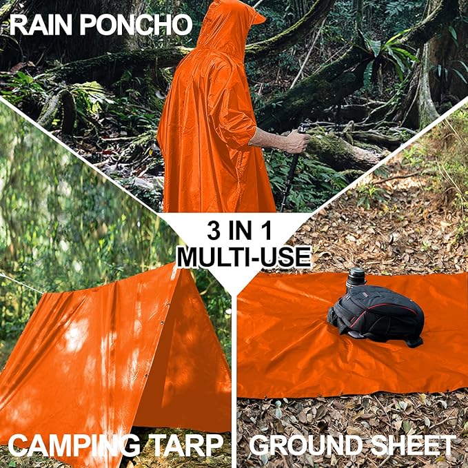salamra Hooded Rain Poncho Waterproof Raincoat Jacket for Men/Women/Adults with Pocket