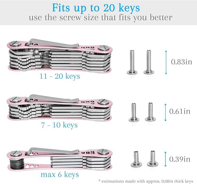 EM Premium Products Compact Key Holder - Pocket Key Organizer - 14 Keys Key Bar