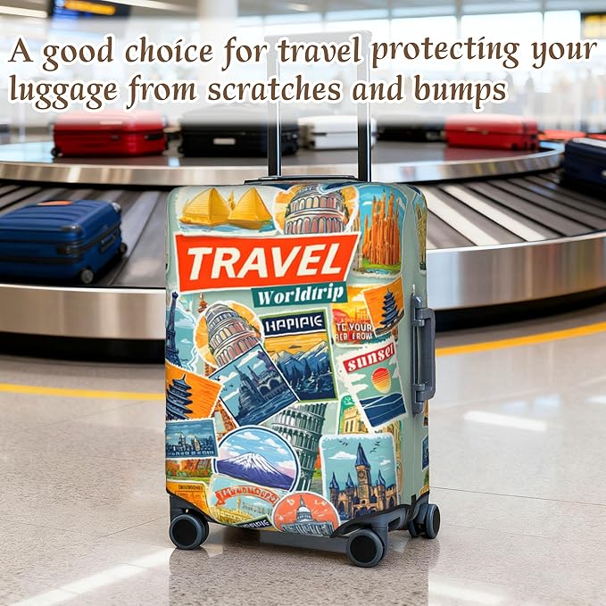 Luggage Cover, Travel Suitcase Covers, Elastic Suitcase Protective Cover, Scratchproof Luggage Protector, Washable Dustproof Trolley Case Protector Fit 22-28 Inch (yb, M（22-24inch suitcase）)