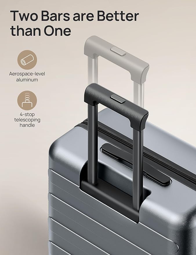 Carry on Luggage 22 X 14 X 9 Airline Approved, 20 Inch Luggage for 3-5 Days Travel, Double Spinner Wheels, 100% Hardshell PC, TSA Lock (00-Grey (Expandable), Checked 28-Inch)