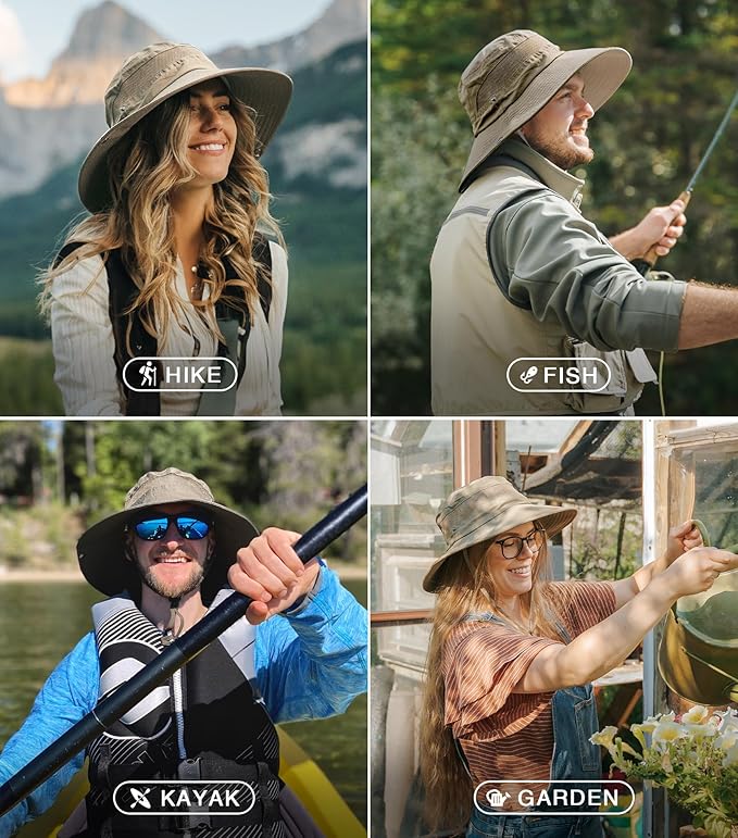 GearTOP Safari Sun Hat for Men and Sun Hats for Women UV Protection UPF 50+ Hiking, Gardening, Fishing