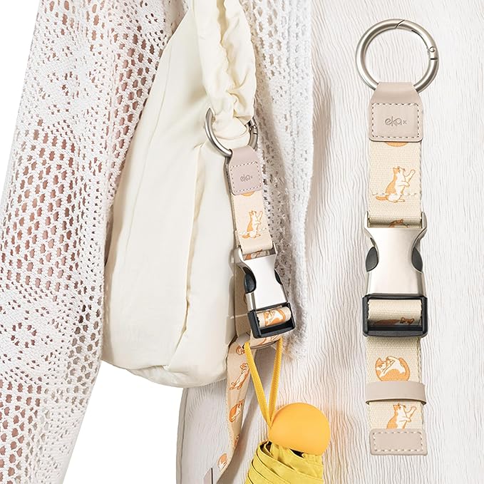 Travel Carry Strap with Ring Hooks, Buckle, Add-a-Bag Luggage Strap, Adjustable Bag Holder, Travel Clip for Carry-on Bags
