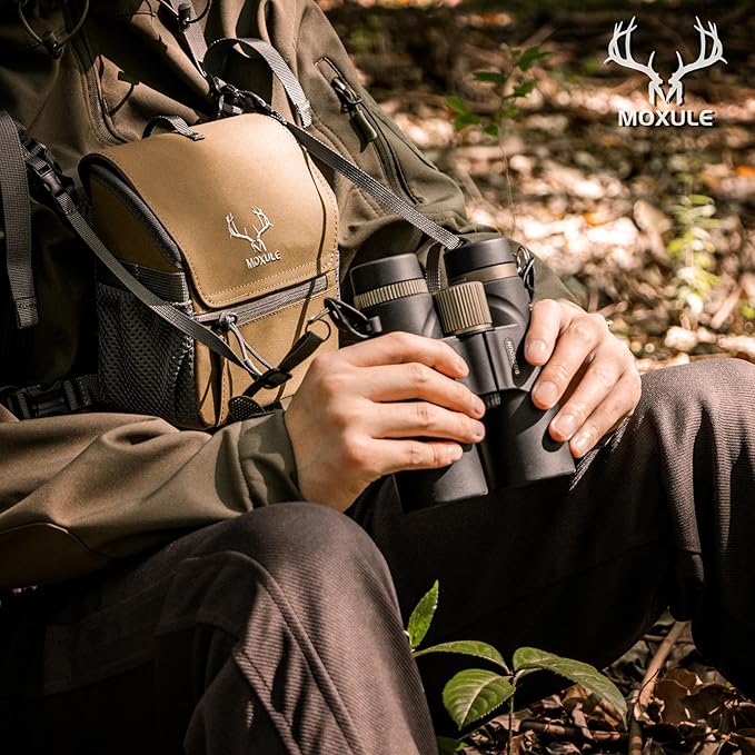 Binocular Harness Chest Pack: Bino Case with Magnetic Lid and Rain Cover for Hunting(Green)