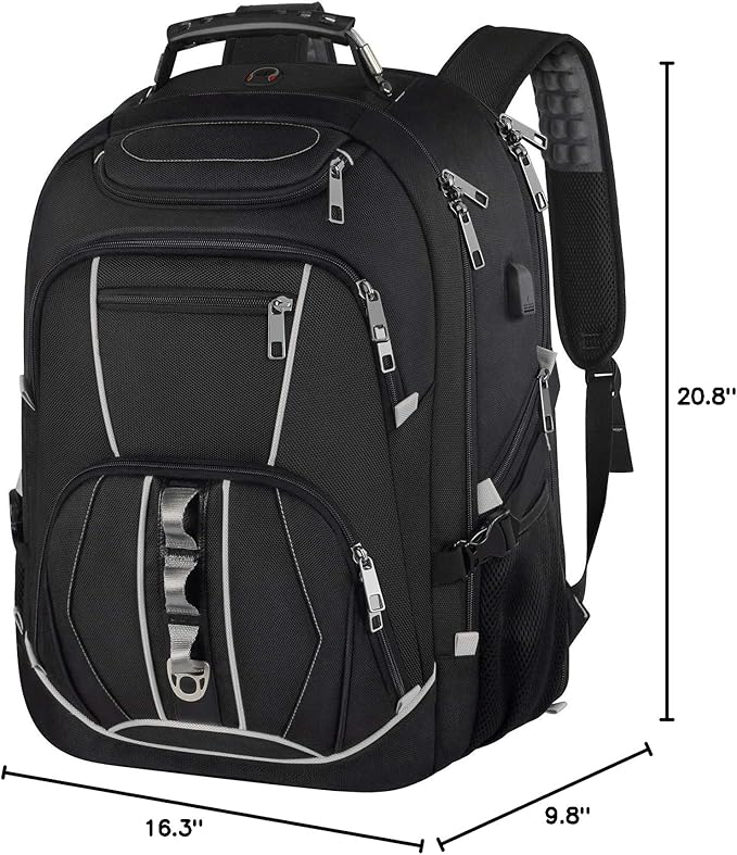 18.4 inch Gaming Laptop Backpacks with USB Charging Port, Big Capacity TSA Friendly RFID Anti Theft Pocket College Heavy Duty Computer Work bag for Men
