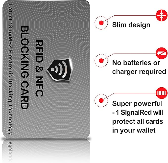 SaiTech IT 2 Pack RFID Blocking Cards, One Card Protects Entire Wallet Purse For Men & Women, NFC Contactless Bank Debit Credit Card Protector ID ATM Guard Card – Grey