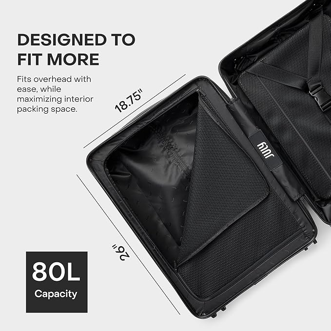 Checked Expandable - 24.5" Airline Approved Check In Luggage with Wheels, Spinner Suitcase for Men & Women - TSA Lock Rolling Suitcase, Spinner Wheels, Expansion Zip, Y-Strap - Clay