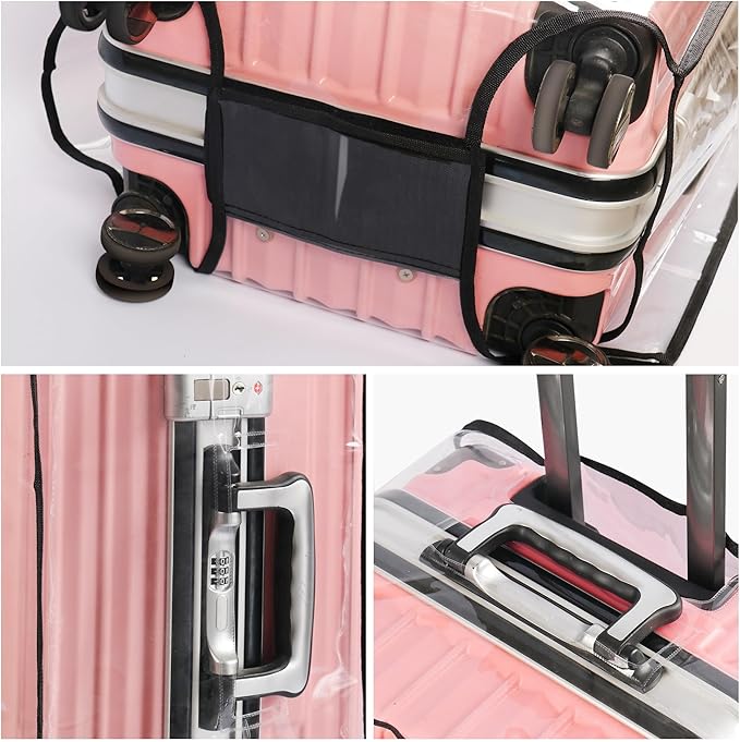 Clear PVC Suitcase Cover Protectors Transparent Luggage Covers Waterproof Wheeled Suitcase Dust Cover Dustproof Travel Luggage Sleeve Protector 3PCS (Thickened)