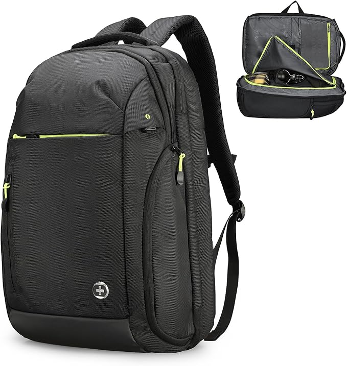 Swissdigital Design Large Travel Backpack for Men & Women,17 Inch Big Laptops Backpack with USB Charging Porert, Carry on Business Anti-thief Computer Backpack With RFID Protection, Black| JAVA