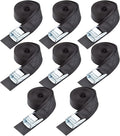 Cartman 1" x 15'Lashing Straps with Adjustable Cam Buckle Cargo Tie Down with Protective Pad, 8 Pack, Black