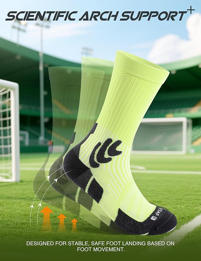 Men's Compression Running Socks: Coolmax Athletic Crew Socks Moisture Wicking Anti-Blister Cushion for Hiking 3 Pairs