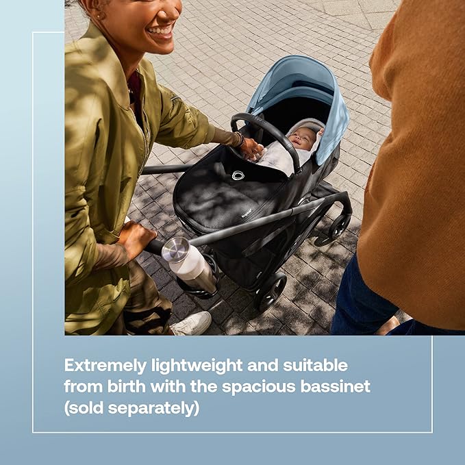 Bugaboo Dragonfly City Stroller, Lightweight Compact Baby Stroller with One Hand Easy Fold in Any Position, Full Suspension, XL Underseat Basket, Black Chassis and Forest Green Sun Canopy