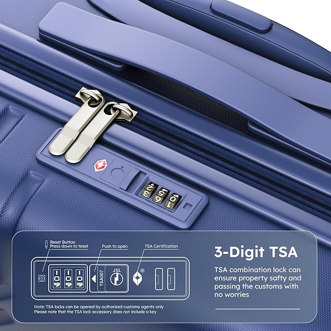 ALPHA CAMP 20-inch Carry On Luggage Airline Approved - PC+ABS Lightweight Suitcase with Built-in TSA Lock，Hard-shell Durable Rolling Luggage with USB Port