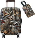 Luggage Cover Suitcase Protector + Tag, Camo Deer Flag Travel Suitcase Cover for 20 inch Luggage (S) with Concealed Zipper Washable Elastic Cloth Dustproof Anti-Scratch