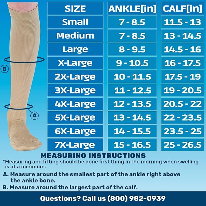 ABSOLUTE SUPPORT Cotton Compression Socks for Women & Men 20-30 mmhg Knee High