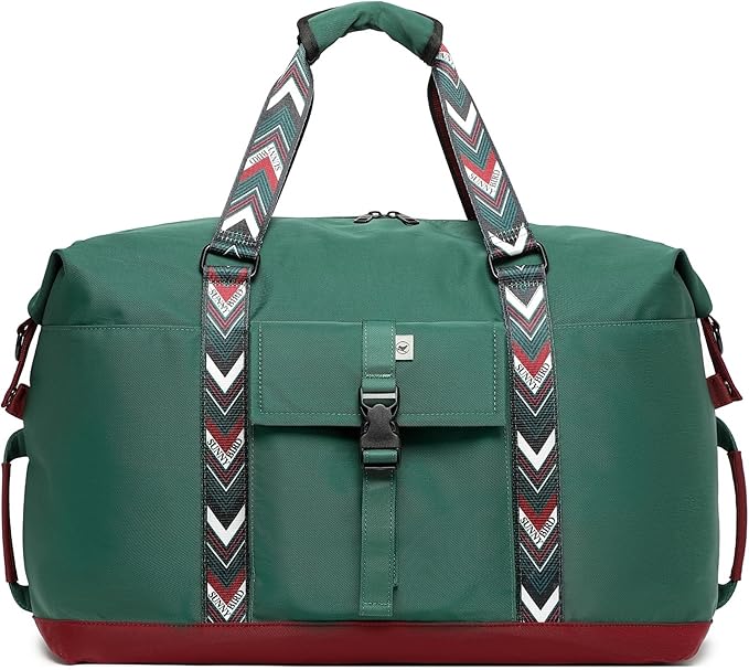 SUNNY BIRD Duffel with Utility Pouch, 40L Weekender Overnight Bag with Shoe Compartment for Travel and Sports (Greenboho)