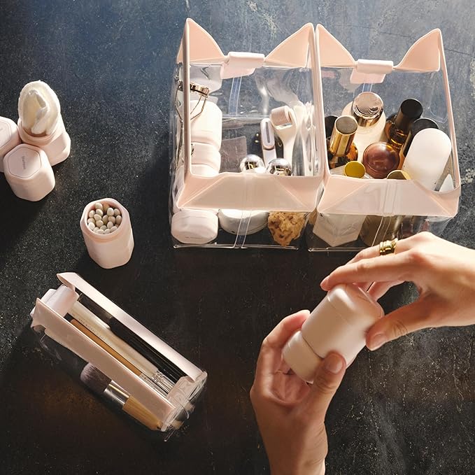Cadence Travel Containers - Body Care Capsule Set - Magnetic Containers with Lids,Carry On Travel Essentials for Women/Men - 3 Flex Mediums (1.32oz) - Body Wash, Lotion & Sun Icon Labels - Eucalyptus