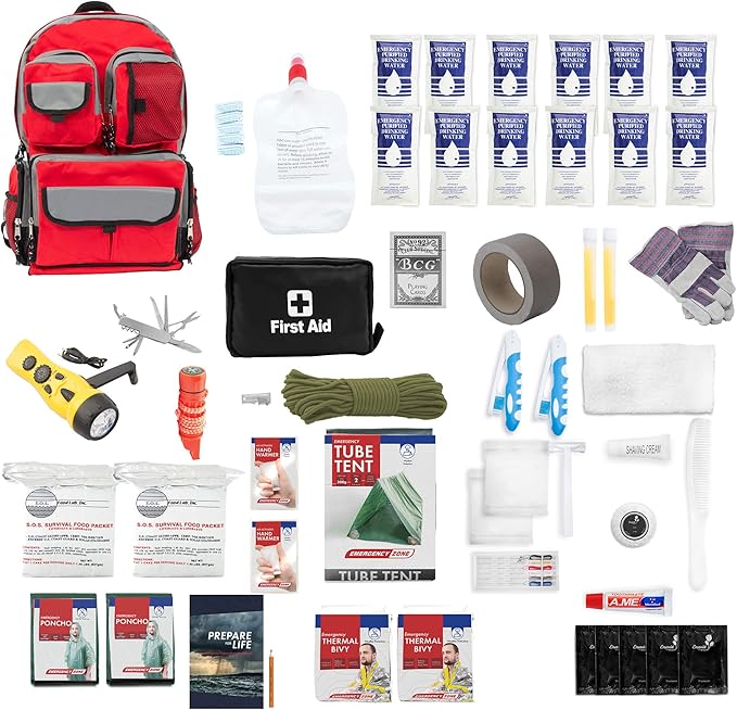 Urban Survival Bug-Out Bag/Go Bag and Disaster Survival Supplies for up to 6 People | Survival Kit for Wildfires, Hurricane, Civil Unrest & More