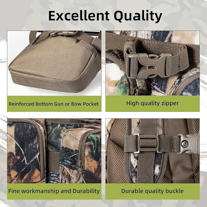 hunting backpack for men Waterproof Camo Pack Hunting gifts for men gear Hunting Day Pack-BlessedBark-35L