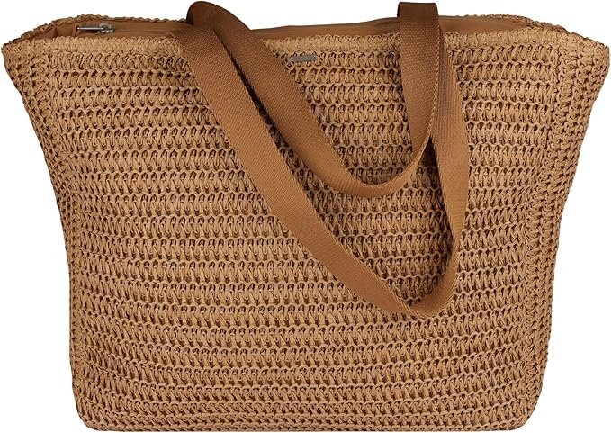 Roxy Women's Beach Tote Bag | Travel | Vacation | Straw | Lightweight | Breathable