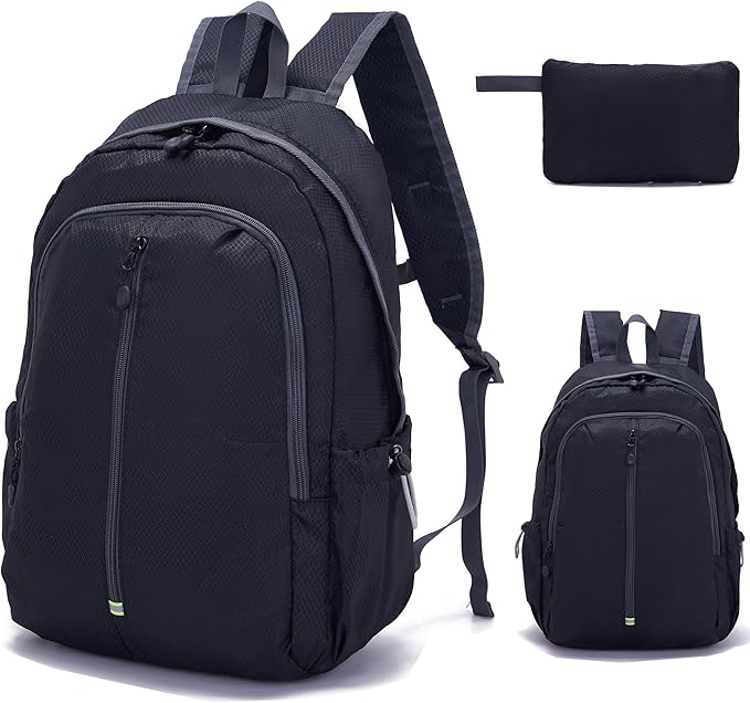 YZAOLL 25L Lightweight Packable Hiking Backpack Waterproof Hiking Daypack for Women Men Gym Backpack Travel Camping Vacation,Black