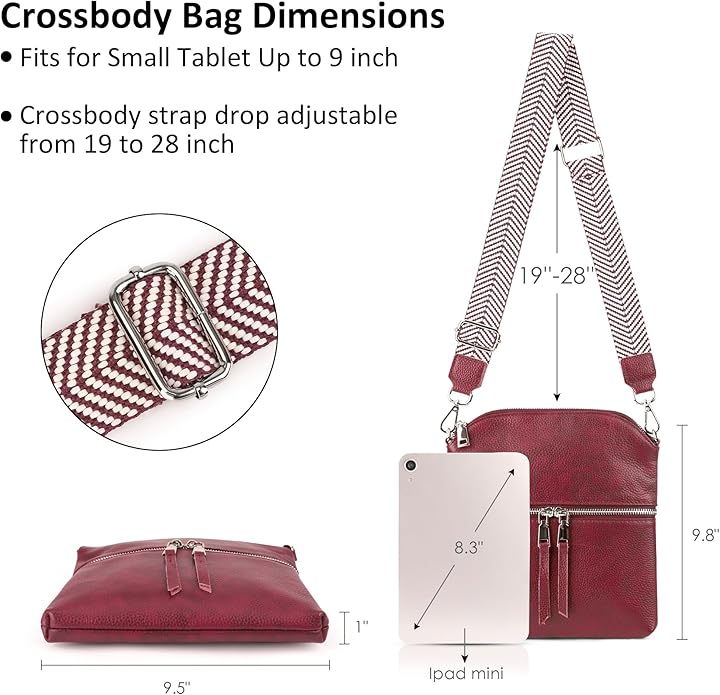 befen Genuine Leather Small Crossbody Purses for Women Travel Cross Body Bags Lightweight with Adjustable Shoulder Strap