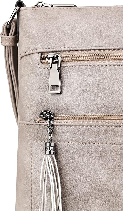 MASINTOR Crossbody Purses for Women, Multi Pocket Casual Crossbody Bag, Adjustable Strap Shoulder Bag with Tassel