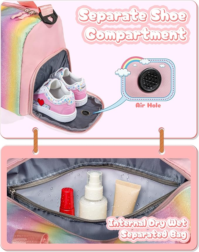 Birthday Gift for Granddaughter-Girl Gym Bag with Shoe Compartment, Kid Personalized Weekender Overnight Bags, Initial Travel Tote with Makeup Pouch, Christmas Gifts for Girls (Letter Z)