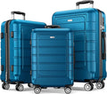SHOWKOO Luggage Sets Expandable PC+ABS Durable Suitcase Sets Double Wheels TSA Lock Sea Blue 3PCS