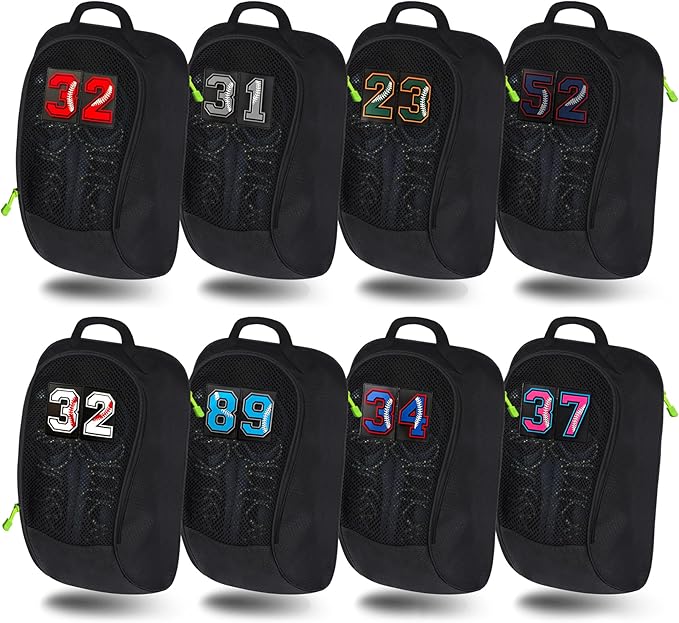 Shoe Bag Golf Travel Soccer Gym Sport with Side Accessory Outside Pocket for Socks Shoe Pouch Portable Large Shoe Storage Bag for Packing Zippered (all black)