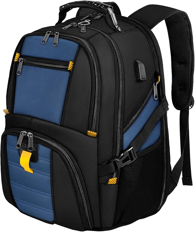 YOREPEK 18.4 Laptop Backpack, Large Backpacks with USB Charger Port, TSA Friendly Flight Approved Weekend Carry on Backpack with Luggage Strap for Men and Women, Roy Blue
