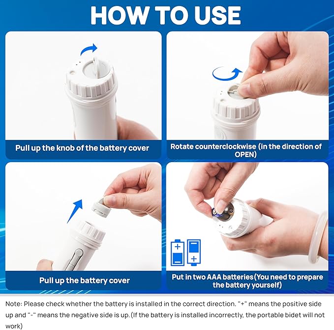 Portable Bidet, Mini IPX6 Waterproof Handheld Personal Travel Bidet with 2 Pressure Modes, 180° Adjustable Nozzle for Personal Hygiene/Soothing Postpartum Care/Perineal & Hemmoroid Treatment