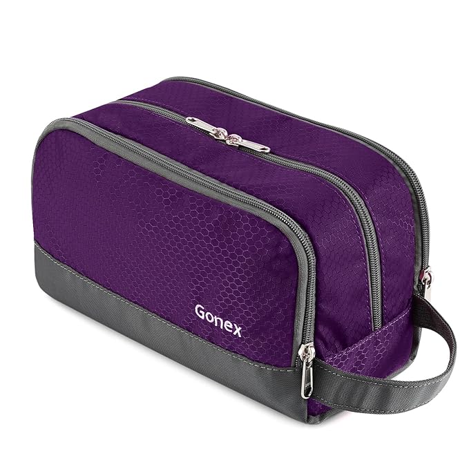 Gonex Travel Toiletry Bag Nylon, Dopp Kit Shaving Bag Toiletry Organizer Deep Purple