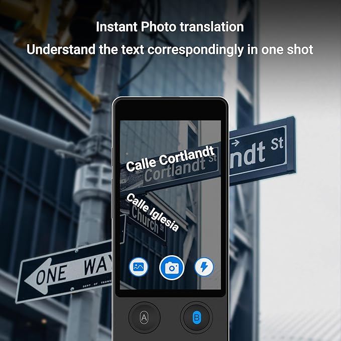 Translator Device W12S Support 144 Languages and Accents 98% High Accuracy Rapid Two Way Translation in 1s with Protective Case and Lanyard W12S Black
