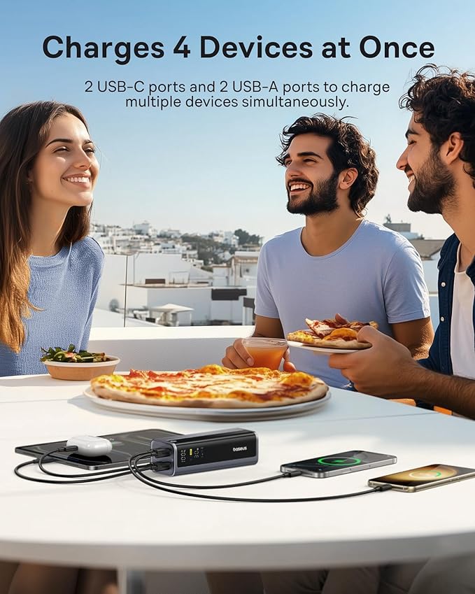 Baseus Laptop Power Bank, 20800mAh 145W Portable Charger USB C with 4 Ports, Digital Display, Travel Powerbank Fast Charging (77Wh) for MacBook, iPhone 16/15 Series, Samsung, Dell, Steam Deck etc.
